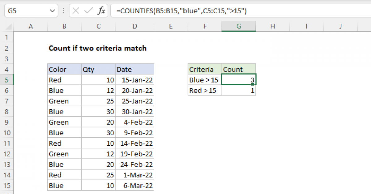 Count if two criteria match Excel formula Exceljet